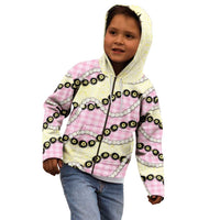 Pink Palaka Hawaii Kid Hoodie Kukui Nut Pikake Lei Hawaiian Tapa Pattern - Polynesian Pride