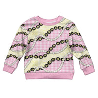Pink Palaka Hawaii Kid Ugly Christmas Sweater Kukui Nut Pikake Lei Hawaiian Tapa Pattern LT14 Kid Pink - Polynesian Pride