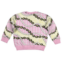 Pink Palaka Hawaii Kid Ugly Christmas Sweater Kukui Nut Pikake Lei Hawaiian Tapa Pattern LT14 - Polynesian Pride