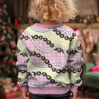 Pink Palaka Hawaii Kid Ugly Christmas Sweater Kukui Nut Pikake Lei Hawaiian Tapa Pattern LT14 - Polynesian Pride