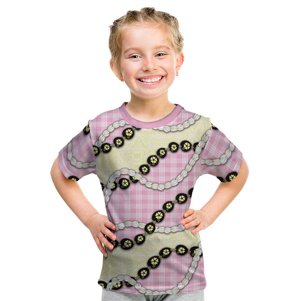 Pink Palaka Hawaii Kid T Shirt Kukui Nut Pikake Lei Hawaiian Tapa Pattern LT14 Pink - Polynesian Pride