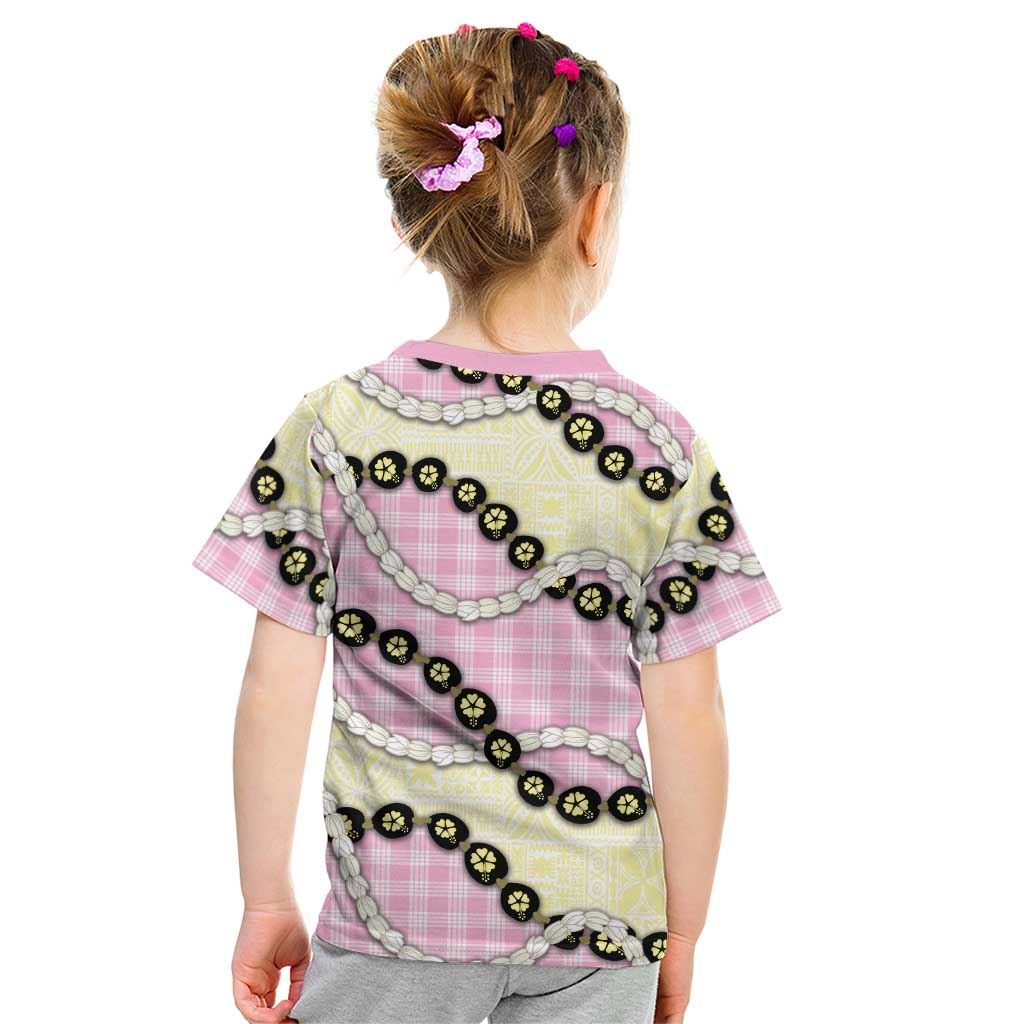 Pink Palaka Hawaii Kid T Shirt Kukui Nut Pikake Lei Hawaiian Tapa Pattern LT14 - Polynesian Pride
