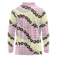 Pink Palaka Hawaii Long Sleeve Polo Shirt Kukui Nut Pikake Lei Hawaiian Tapa Pattern LT14 - Polynesian Pride