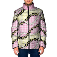 Pink Palaka Hawaii Padded Jacket Kukui Nut Pikake Lei Hawaiian Tapa Pattern LT14 Men Pink - Polynesian Pride