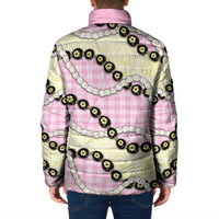 Pink Palaka Hawaii Padded Jacket Kukui Nut Pikake Lei Hawaiian Tapa Pattern LT14 - Polynesian Pride