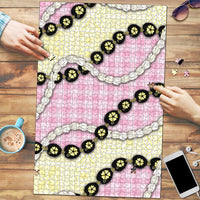 Pink Palaka Hawaii Puzzle Kukui Nut Pikake Lei Hawaiian Tapa Pattern LT14 Pink - Polynesian Pride