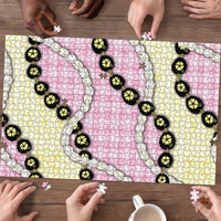 Pink Palaka Hawaii Puzzle Kukui Nut Pikake Lei Hawaiian Tapa Pattern LT14 - Polynesian Pride