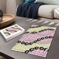 Pink Palaka Hawaii Puzzle Kukui Nut Pikake Lei Hawaiian Tapa Pattern LT14 - Polynesian Pride