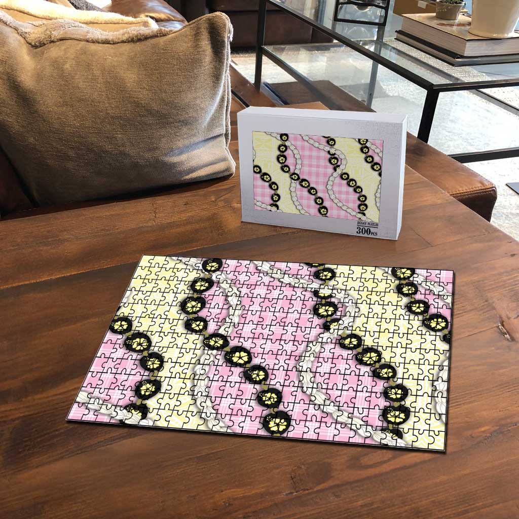 Pink Palaka Hawaii Puzzle Kukui Nut Pikake Lei Hawaiian Tapa Pattern LT14 - Polynesian Pride