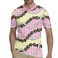 Pink Palaka Hawaii Rugby Jersey Kukui Nut Pikake Lei Hawaiian Tapa Pattern - Polynesian Pride
