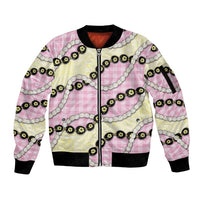 Pink Palaka Hawaii Sleeve Zip Bomber Jacket Kukui Nut Pikake Lei Hawaiian Tapa Pattern LT14 Unisex Pink - Polynesian Pride