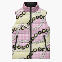 Pink Palaka Hawaii Sleeveless Puffer Jacket Kukui Nut Pikake Lei Hawaiian Tapa Pattern LT14 Unisex Pink - Polynesian Pride