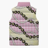 Pink Palaka Hawaii Sleeveless Puffer Jacket Kukui Nut Pikake Lei Hawaiian Tapa Pattern LT14 - Polynesian Pride