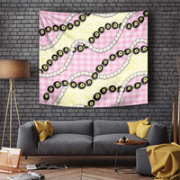 Pink Palaka Hawaii Tapestry Kukui Nut Pikake Lei Hawaiian Tapa Pattern - Polynesian Pride