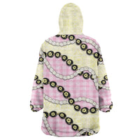 Pink Palaka Hawaii Wearable Blanket Hoodie Kukui Nut Pikake Lei Hawaiian Tapa Pattern LT14 - Polynesian Pride