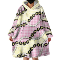 Pink Palaka Hawaii Wearable Blanket Hoodie Kukui Nut Pikake Lei Hawaiian Tapa Pattern LT14 - Polynesian Pride