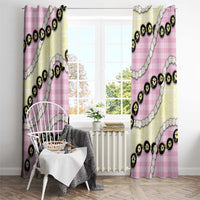 Pink Palaka Hawaii Window Curtain Kukui Nut Pikake Lei Hawaiian Tapa Pattern - Polynesian Pride