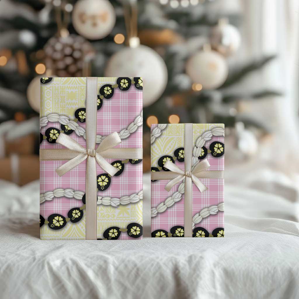 Pink Palaka Hawaii Wrapping Paper Kukui Nut Pikake Lei Hawaiian Tapa Pattern LT14 - Polynesian Pride