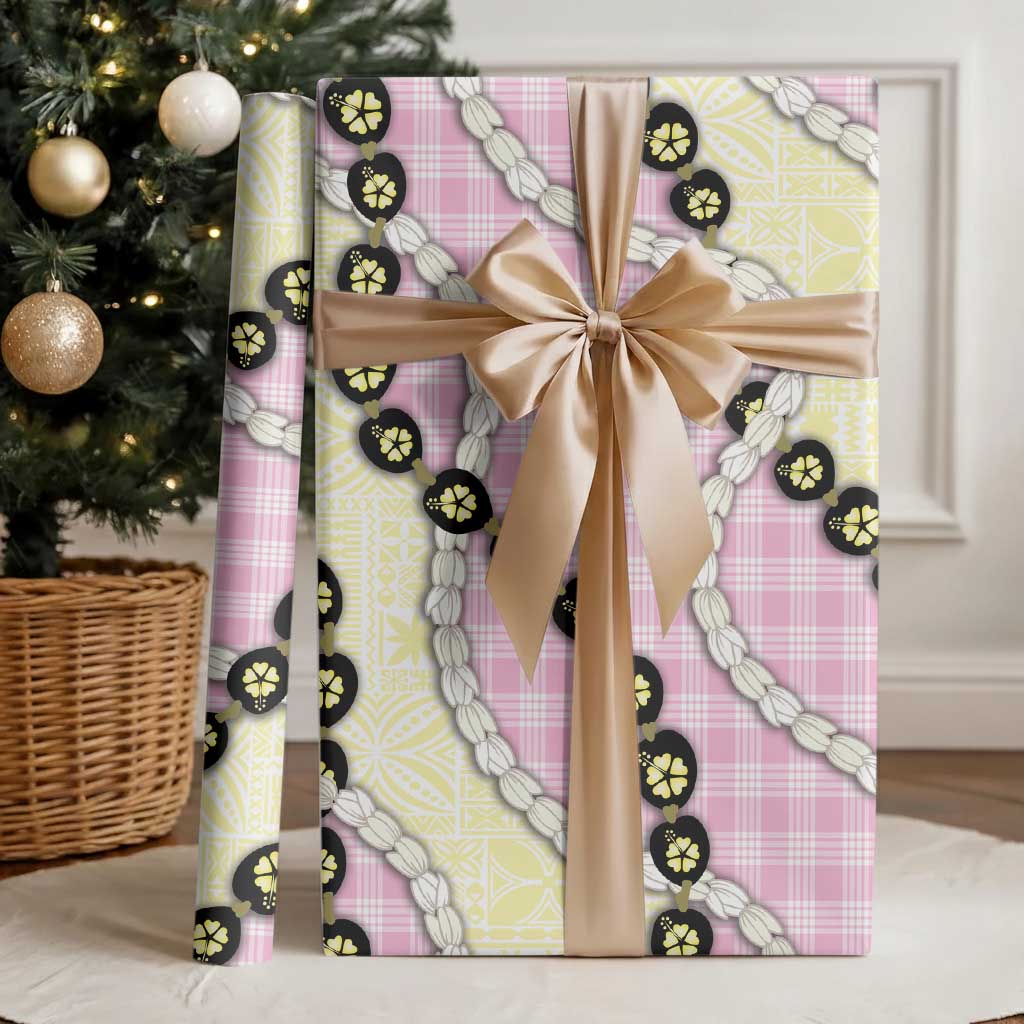 Pink Palaka Hawaii Wrapping Paper Kukui Nut Pikake Lei Hawaiian Tapa Pattern LT14 - Polynesian Pride