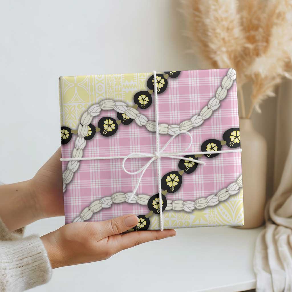 Pink Palaka Hawaii Wrapping Paper Kukui Nut Pikake Lei Hawaiian Tapa Pattern LT14 - Polynesian Pride