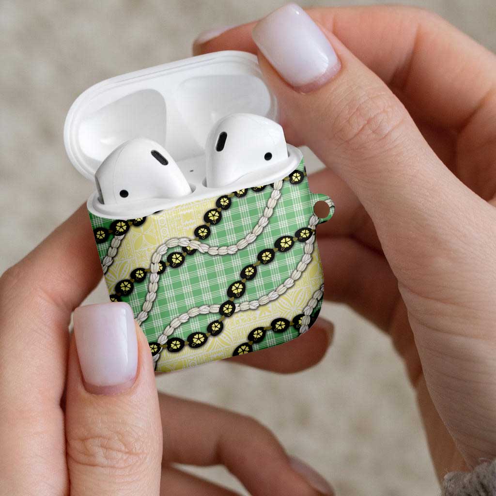 Green Palaka Hawaii AirPods Case Kukui Nut Pikake Lei Hawaiian Tapa Pattern LT14 - Polynesian Pride
