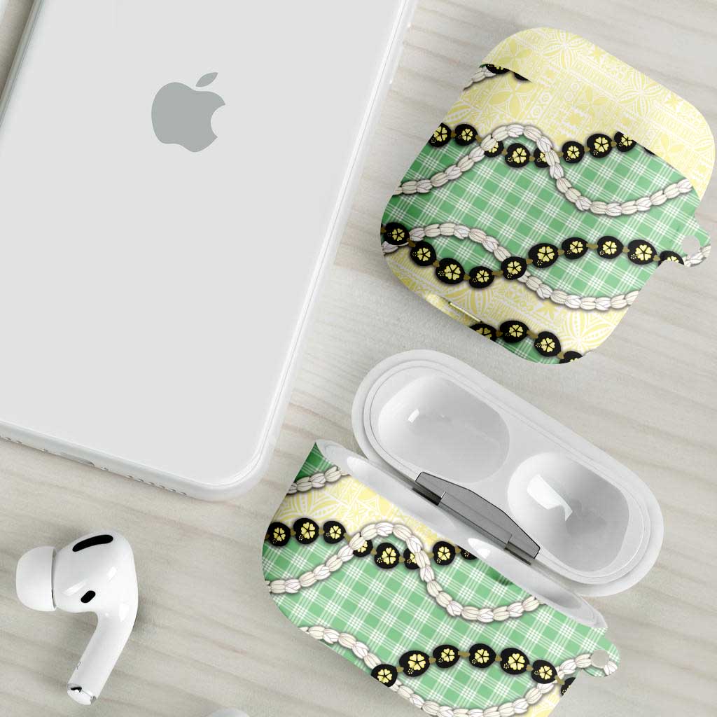Green Palaka Hawaii AirPods Case Kukui Nut Pikake Lei Hawaiian Tapa Pattern LT14 - Polynesian Pride