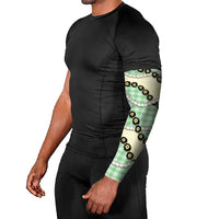 Green Palaka Hawaii Arm Sleeves Kukui Nut Pikake Lei Hawaiian Tapa Pattern LT14 - Polynesian Pride