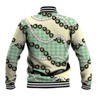 Green Palaka Hawaii Baseball Jacket Kukui Nut Pikake Lei Hawaiian Tapa Pattern LT14 - Polynesian Pride