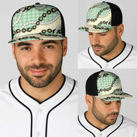 Green Palaka Hawaii Baseball Net Cap Kukui Nut Pikake Lei Hawaiian Tapa Pattern - Polynesian Pride