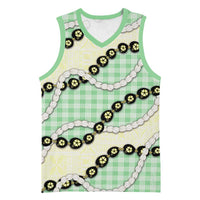 Green Palaka Hawaii Basketball Jersey Kukui Nut Pikake Lei Hawaiian Tapa Pattern LT14 Unisex Green - Polynesian Pride