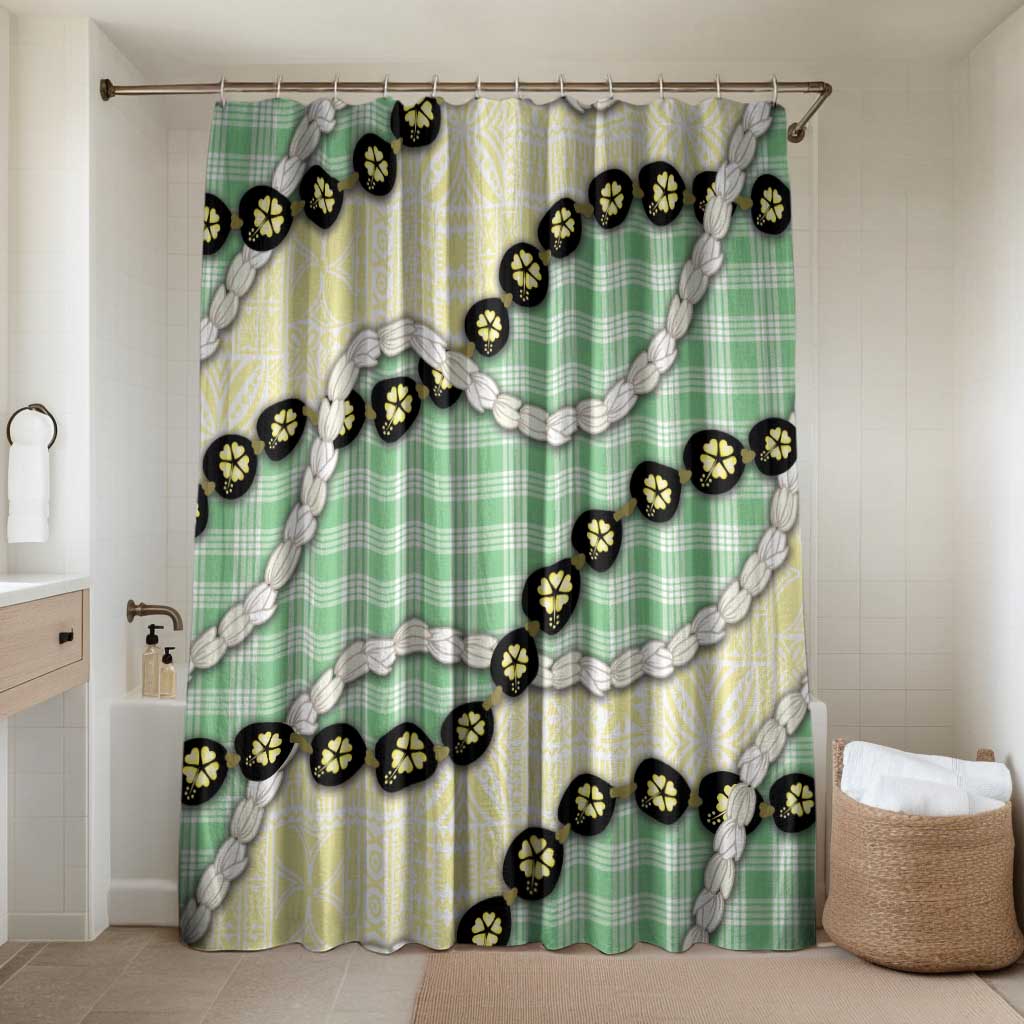 Green Palaka Hawaii Bathroom Set Kukui Nut Pikake Lei Hawaiian Tapa Pattern - Polynesian Pride