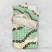 Green Palaka Hawaii Bedding Set Kukui Nut Pikake Lei Hawaiian Tapa Pattern - Polynesian Pride
