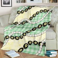 Green Palaka Hawaii Blanket Kukui Nut Pikake Lei Hawaiian Tapa Pattern - Polynesian Pride
