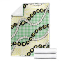 Green Palaka Hawaii Blanket Kukui Nut Pikake Lei Hawaiian Tapa Pattern - Polynesian Pride
