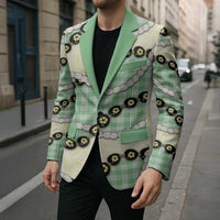 Green Palaka Hawaii Blazer Kukui Nut Pikake Lei Hawaiian Tapa Pattern - Polynesian Pride