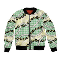 Green Palaka Hawaii Bomber Jacket Kukui Nut Pikake Lei Hawaiian Tapa Pattern LT14 Unisex Green - Polynesian Pride