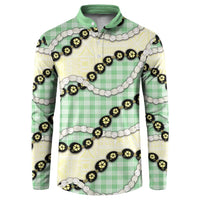 Green Palaka Hawaii Button Sweatshirt Kukui Nut Pikake Lei Hawaiian Tapa Pattern LT14 Green - Polynesian Pride
