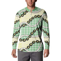 Green Palaka Hawaii Button Sweatshirt Kukui Nut Pikake Lei Hawaiian Tapa Pattern LT14 - Polynesian Pride