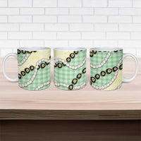 Green Palaka Hawaii Ceramic Mug Kukui Nut Pikake Lei Hawaiian Tapa Pattern - Polynesian Pride