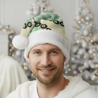 Green Palaka Hawaii Christmas Santa Hat Kukui Nut Pikake Lei Hawaiian Tapa Pattern - Polynesian Pride