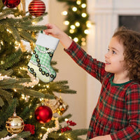 Green Palaka Hawaii Christmas Stocking Kukui Nut Pikake Lei Hawaiian Tapa Pattern - Polynesian Pride