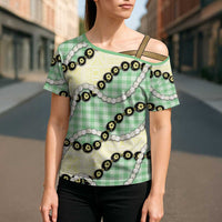 Green Palaka Hawaii Cross Shoulder Shirt Kukui Nut Pikake Lei Hawaiian Tapa Pattern LT14 - Polynesian Pride