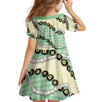 Green Palaka Hawaii Family Matching Short Sleeve Bodycon Dress and Hawaiian Shirt Kukui Nut Pikake Lei Hawaiian Tapa Pattern - Polynesian Pride