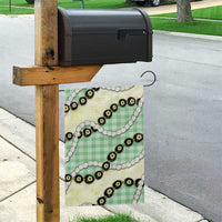 Green Palaka Hawaii Garden Flag Kukui Nut Pikake Lei Hawaiian Tapa Pattern - Polynesian Pride