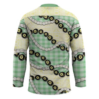 Green Palaka Hawaii Hockey Jersey Kukui Nut Pikake Lei Hawaiian Tapa Pattern - Polynesian Pride