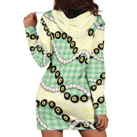 Green Palaka Hawaii Hoodie Dress Kukui Nut Pikake Lei Hawaiian Tapa Pattern LT14 - Polynesian Pride