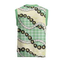 Green Palaka Hawaii Christmas Knitted V-Neck Vest Kukui Nut Pikake Lei Hawaiian Tapa Pattern LT14 - Polynesian Pride