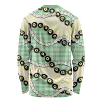 Green Palaka Hawaii Long Sleeve Shirt Kukui Nut Pikake Lei Hawaiian Tapa Pattern LT14 - Polynesian Pride
