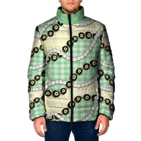 Green Palaka Hawaii Padded Jacket Kukui Nut Pikake Lei Hawaiian Tapa Pattern LT14 Men Green - Polynesian Pride
