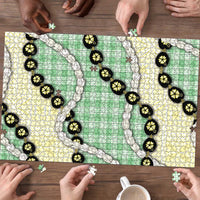 Green Palaka Hawaii Puzzle Kukui Nut Pikake Lei Hawaiian Tapa Pattern LT14 - Polynesian Pride